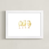 "Watercolor Baby Chicks" - Art Print in Chickadee yellow by Lauren Rogoff - Framed