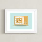 "Mister Clark-Radio" - Art Print in Dijon Yellow by Tanya Lee of Frooted Design - Framed