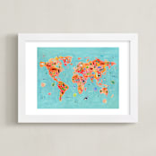 "Welcome to the World!" - Art Print in Multi colored by Jessica June Avrutin - Framed