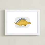 "Friendly Stegosaurus  " - Art Print in Mustard by Farinaz Vaseghi - Framed