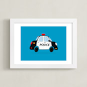 "Cute Police Car" - Art Print in Cruiser Black by Nathan Poland - Framed