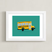 "Cute School Bus" - Art Print in School Bus Yellow by Nathan Poland - Framed