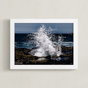 "Freeze Frame" - Art Print in Navy Blue by Mike Sunu - Framed