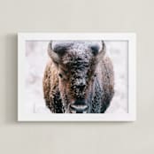 "Where the Buffalo Roam" - Art Print in Brown by Mike Sunu - Framed