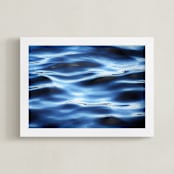 "Moonlight Swim I" - Art Print in serene royal blue by Charlotte Mello Stevenson - Framed