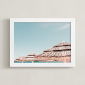 "Palapas" - Art Print in Pool Blue by Heather Loriece - Framed