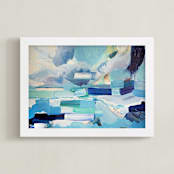 "Deep Sea II" - Art Print in Sky Blue by Cristina Marie - Framed