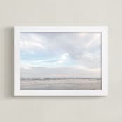 "Gulls on the Gulf" - Art Print in Gulf Blue by Nicole Simms - Framed