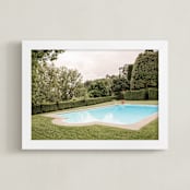 "A Secret Garden Pool" - Art Print in Pool Blue by C. Lorraine Design - Framed