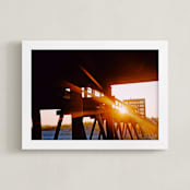"Sunset Pier" - Art Print in Sunset Orange by Deana Clement - Framed