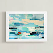 "Welcome to Paradise" - Art Print in Sea blue by Cristina Marie - Framed