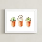 "One of These Things is Not Like theOther" - Art Print in cactus green by Lauren Rogoff - Framed