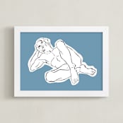 "Male Figure in Dusty Turquoise" - Art Print in Dusty Turquoise by Kathleen Ney - Framed