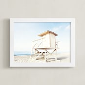 "Beach Tower" - Art Print in Sky Blue by Bree Madden - Framed