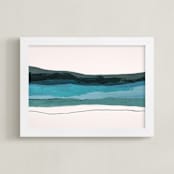 "Turquoise Wave" - Art Print in Turquoise by Caryn Owen - Framed