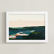 "King Tides Seascape" - Art Print in navy blue by Caryn Owen - Framed
