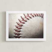 "Big League" - Art Print in Red and white by Jennifer Mckinnon Richman - Framed