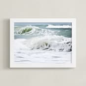 "Coastal Captivation" - Art Print in Hazy Teal by Charlotte Mello Stevenson - Framed