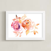 "Magical Roses" - Art Print in Sunset Pink by Roann Mathias - Framed