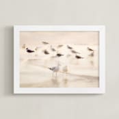 "Misty Shore" - Art Print in Blush Grey by Debra Pruskowski - Framed
