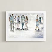 "La estacion" - Art Print in blueish grey by Lulaloo - Framed