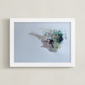 "A LITTLE BIRD TOLD ME" - Art Print in Teal Greens by ADRIENNE JACKSON - Framed