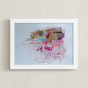 "IN A FRENZY" - Art Print in Frosty Pinks by ADRIENNE JACKSON - Framed