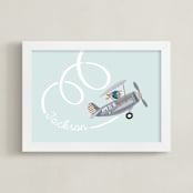 "aerobatics" - Personalized Art Print in Milky Blue by Leia Matt - Framed