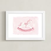 "Rocking Horse" - Art Print in Rose by Laura Bercovich - Framed