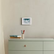 "Bubbles out of the Blue" - Art Print in Pale Aqua Blue by Mary Ann Glynn-Tusa - In a Room