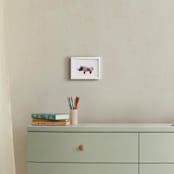 "Paper Animals: Rhinoceros" - Art Print in Moody cherry by Maja Cunningham - In a Room