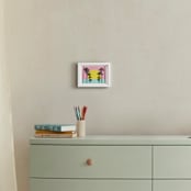 "Summer Palms" - Art Print in Pink Lemonade by Jessica C Nugent - In a Room