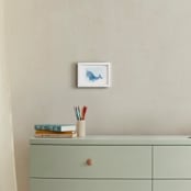 "Unicorn Narwhal" - Art Print in Ocean Blue by Kathy Par - In a Room