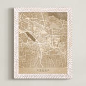 "Syracuse, NY, vintage-looking city map" - Art Print in Sepia by Rosana Laiz Blursbyai - Framed