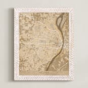 "St. Louis, MO, vintage-looking city map" - Art Print in Sepia by Rosana Laiz Blursbyai - Framed