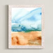 "Abstract Beach" - Art Print in Beachy Blues by Stick and Petal - Framed