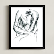 "Embrace" - Art Print in charcoal black by R studio - Framed
