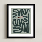 "Squiggly Snake" - Art Print in Cactus by Jenna Holcomb - Framed