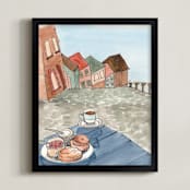 "Afternoon Coffee" - Art Print in Coffee Brown by studio SYLVO - Framed