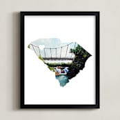 "Greenville, South Carolina Love" - Art Print in Happy Skies Blue by The Tattered Traveler - Framed