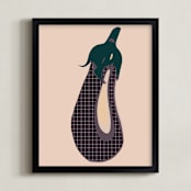 "Aubergine-Vegetable" - Art Print in Dusty Pink by Simi Gauba - Framed
