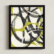 "Moving geometric place" - Art Print in Oribit green by Bethania Lima - Framed