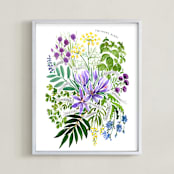 "Culinary herbs bouquet" - Art Print in Colorfully floral by Rosana Laiz Blursbyai - Framed