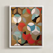 "Prime Oval" - Art Print in Tan by Lauren Enjeti - Framed Canvas