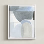"Construct 3" - Art Print in Soft Blues by Ashleigh Ninos - Framed Canvas