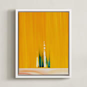 "Emerging" - Art Print in Orange Yellow by Jennifer Spencer - Framed Canvas