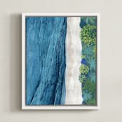"Indigo Sea" - Art Print in Indigo Sea Blue by Denise Wong - Framed Canvas
