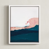 "Santa Cruz Seascape Winter Swell" - Art Print in Blush by Caryn Owen - Framed Canvas