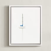 "Solitary Sailboat in Mist" - Art Print in mist by Deborah Chou - Framed Canvas