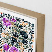"Garden Dance" - Art Print in Purple Petals by Britt Mills - Frame Close-up